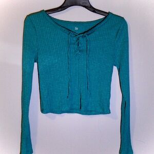 SO Women's Teal Long Sleeve Crop Top